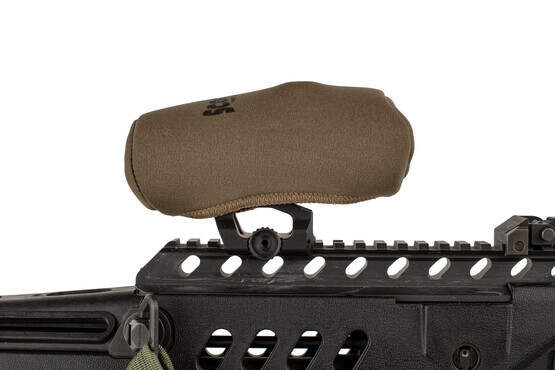 The Flat Dark Earth Scopecoat red dot cover is designed to fit the Aimpoint M2 and M3